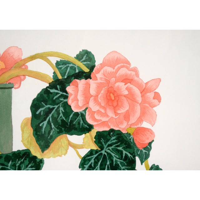 1980s Pink Begonias - Floral Study in Watercolor on Heavy Paper by Barbara Gibson For Sale - Image 5 of 8