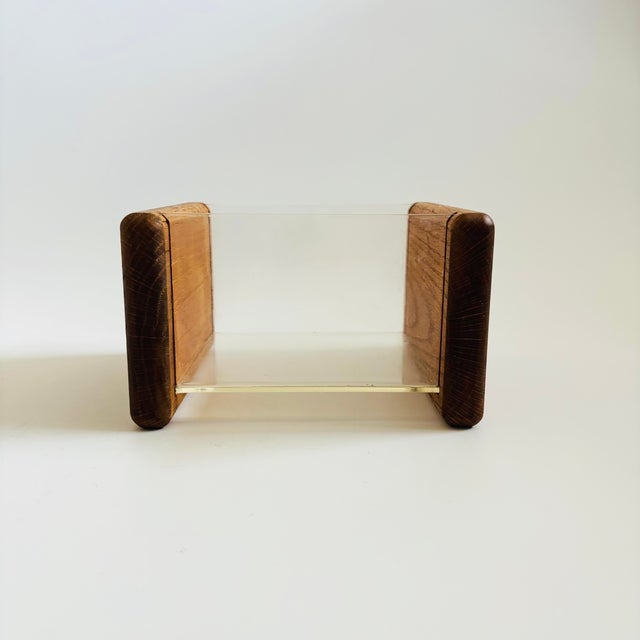 Late 20th Century Vintage Wood and Acrylic Bin For Sale - Image 5 of 8