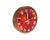 A mid-century wall clock produced by Robert Wuersch. Unmarked, the block has a red enamel face with white Roman numerals...