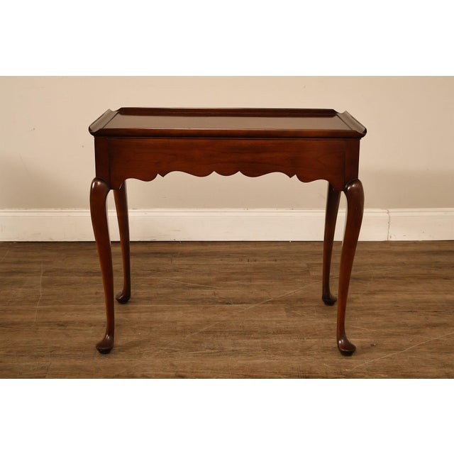 Statton Queen Anne Style Cherry Tea Table For Sale - Image 16 of 18