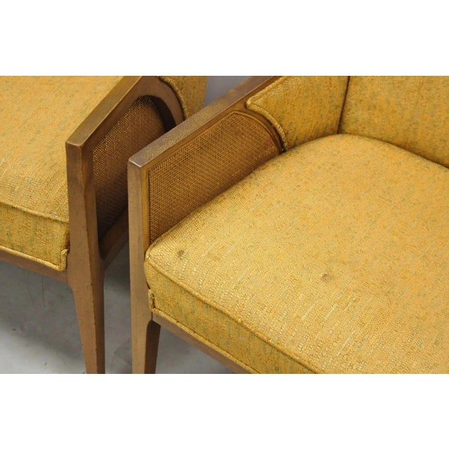Mid Century Modern Hollywood Regency Sculpted Wood & Cane Lounge Chairs - Pair For Sale In Philadelphia - Image 6 of 12