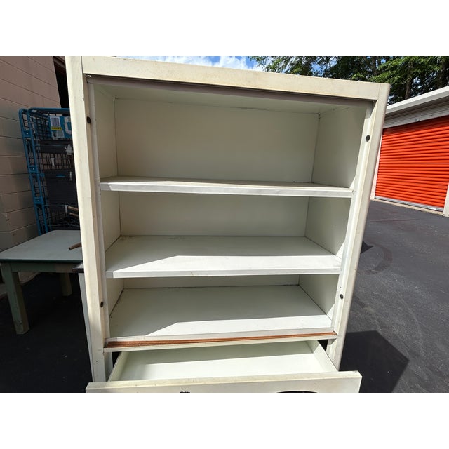 Vintage White Enamel Metal Kitchen Hutch Cabinet With Open Shelving For Sale In Atlanta - Image 6 of 9