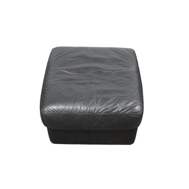Black 1980's Italian Modern Leather Chair and Ottoman For Sale - Image 8 of 10