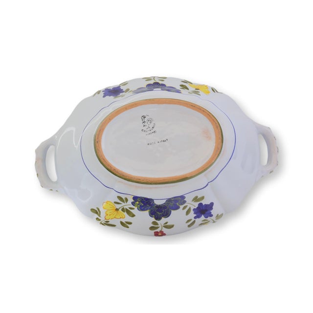 French Provincial Vintage Cantagalli Blue Carnation Tureen with Tray For Sale - Image 3 of 9