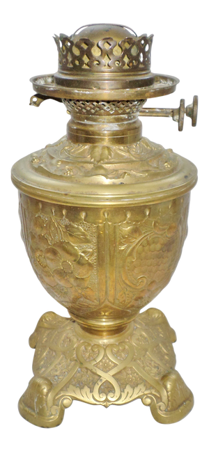 Antique 19th Century A. A. Vantine & Co. Brass Chinese Design Oil / Kerosene Lamp