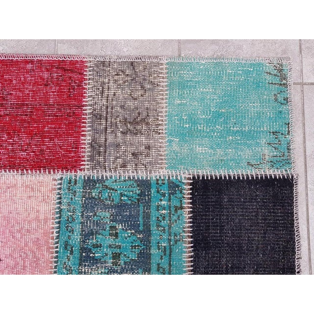 Turquoise Decorative Anatolian Mid 20th Century Rug For Sale - Image 8 of 10