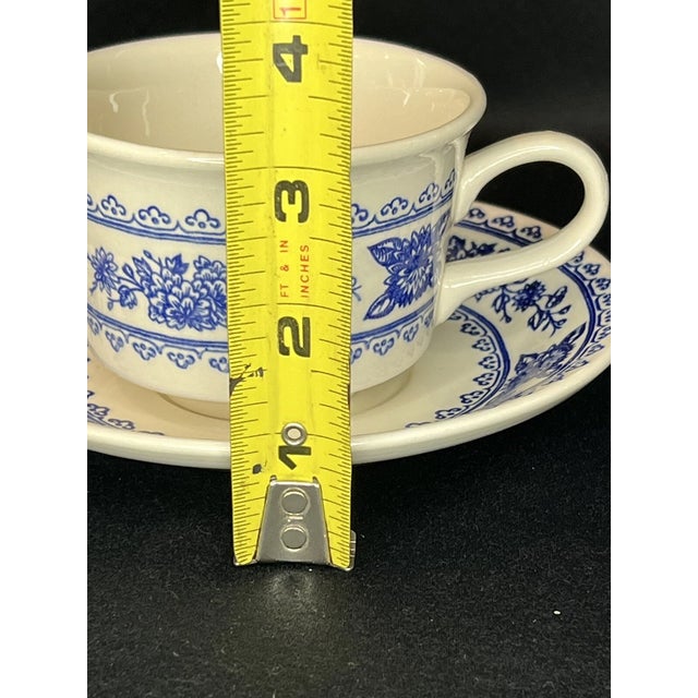 1990s Vintage Royal Usa Hampshire Blue & White Ironstone Tea Mug Set- Set 4 For Sale - Image 5 of 6