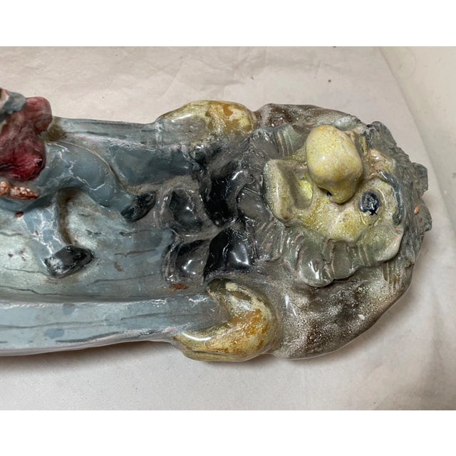 Antique Handmade Italian Majolica Terracotta Pottery Monster Attack Sculpture For Sale - Image 17 of 17