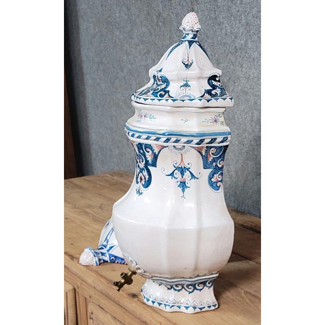 Large Earthenware Wall Fountain with Hand-Painted Decorations For Sale - Image 3 of 7
