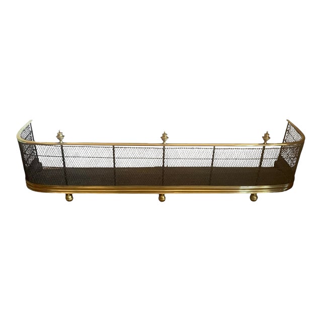 Antique English Brass and Wirework Fender For Sale
