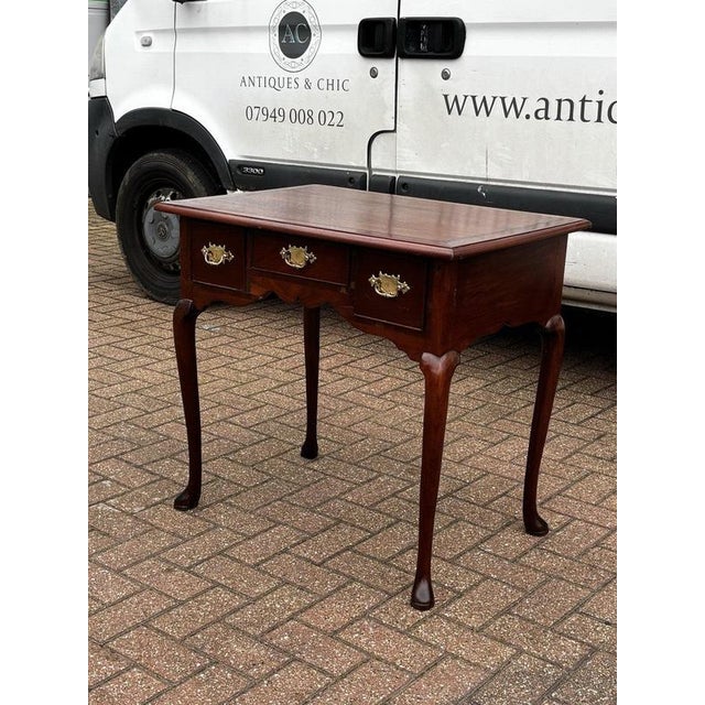 Georgian Walnut Lowboy with Brass Handles For Sale - Image 10 of 14