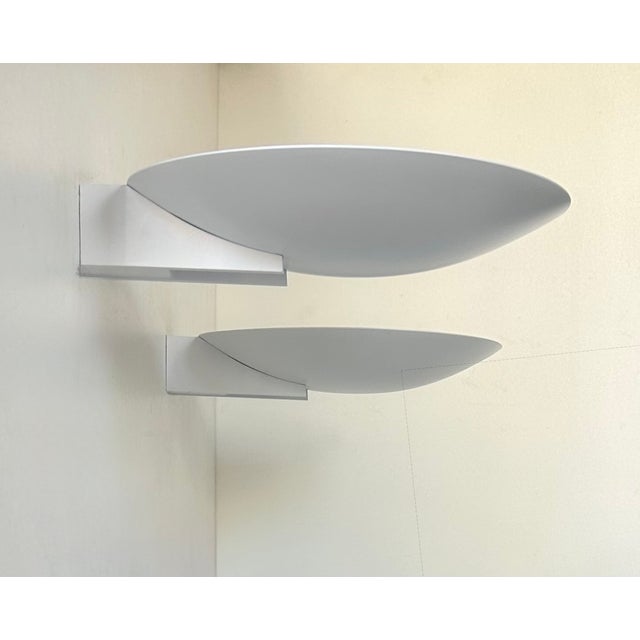 White Vintage Modernist Wall Lights in White Lacquered Metal from Disderot, France, 1970, Set of 2 For Sale - Image 8 of 8