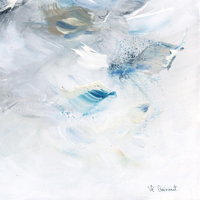 Textile A Bohemian Breeze - Cool Blue Tone Abstract Textural Acrylic Painting on Canvas by Vè Boisvert For Sale - Image 7 of 9