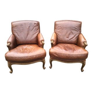 1990s Vintage Italian Leather Arm Chairs - a Pair For Sale