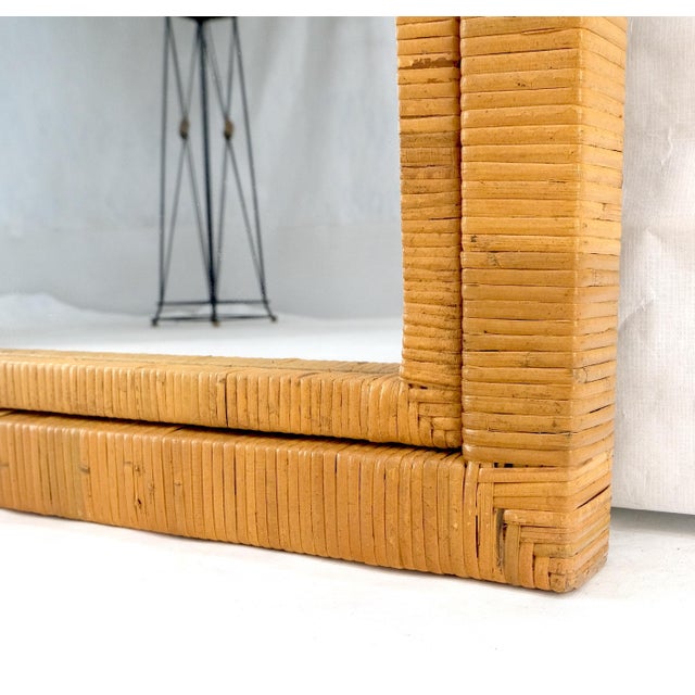 Large 36x44 c1970s Rectangle Rattan Cane Bamboo Frame Wall Mirror MINT For Sale - Image 13 of 15