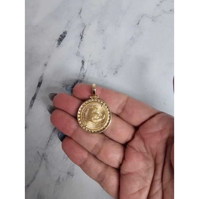 Metal 1/4OZ Lady Liberty Diamond Halo Necklace 16" For Sale - Image 7 of 7