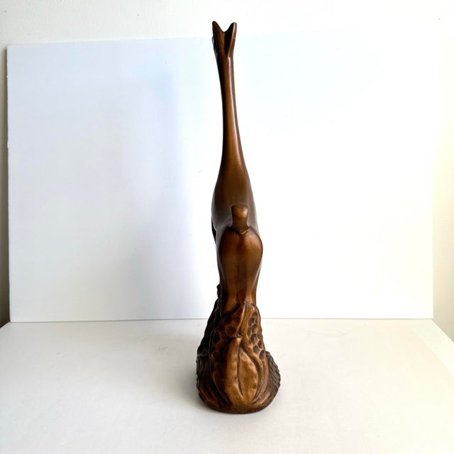 Vintage Giraffe Statue MCM Bronze Glaze Ceramic African Figural Sculpture 18.5" Tall For Sale - Image 4 of 11