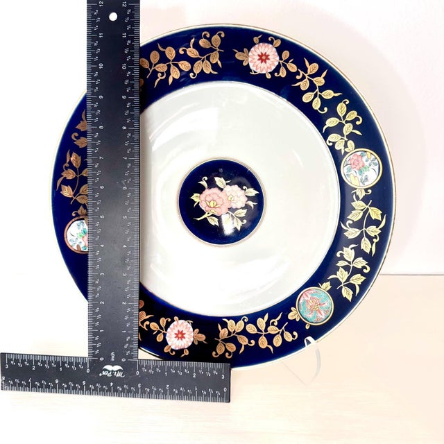 Vintage Arita Imari Porcelain Cobalt & Gilt Charger (10.5") For Sale - Image 4 of 7