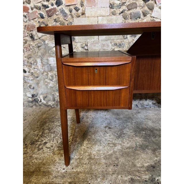 Brown Small Vintage Danish Teak Desk by Gunnar Nielsen for Tibergaard, 1960 For Sale - Image 8 of 18