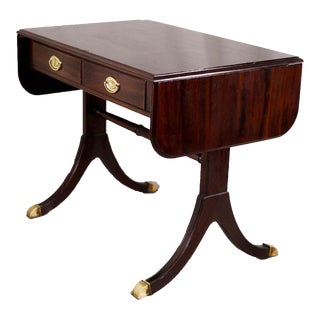 20th Century Federal Style Mahogany Drop Leaf Sofa Table For Sale