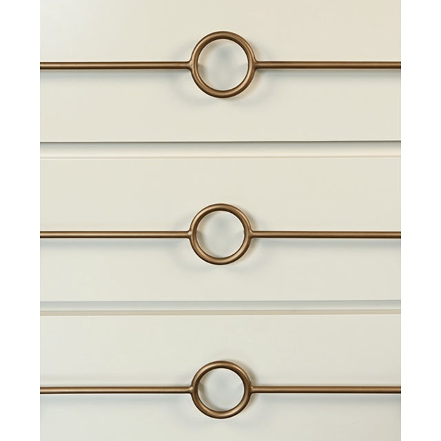 Matthew Izzo Home Roderick Antique White Matte Lacquer Three Drawer Chest With Brass Accents For Sale In New York - Image 6 of 7