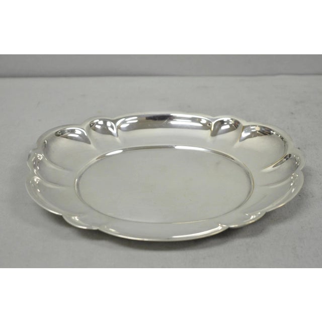 Gorham Vintage Gorham Yc 644 Engraved Silver Plated Small Scalloped Serving Dish For Sale - Image 4 of 13