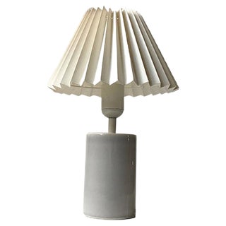 Cylindrical Gray Celadon Table Lamp by Aksel Larsen for Axella, 1970s For Sale