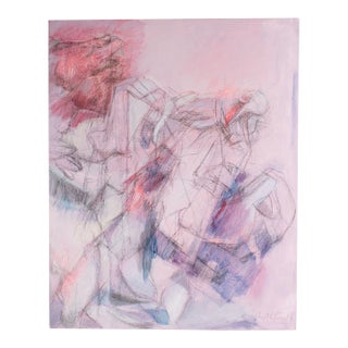 Signed Acrylic and Charcoal on Canvas Painting by Shirley Aley Campbell For Sale