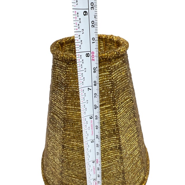 Late 20th Century Vintage Gold Glass Bead Lampshade For Sale - Image 5 of 9