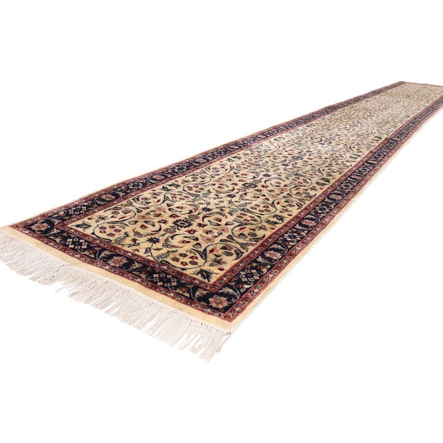 79442 Vintage Chinese Tabriz Rug Runner, 02'06 x 19'09. The Imperial Garden Corridor: A Chinese Tabriz Masterpiece of...