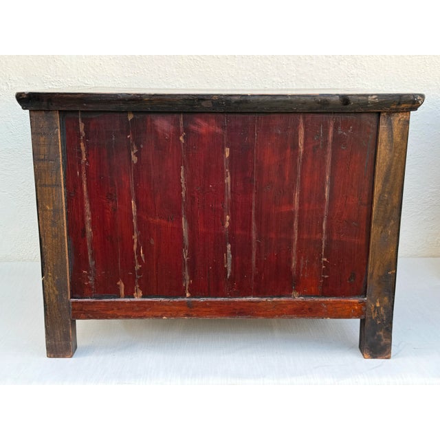 Pair of Vintage Chinese Chests / Night Tables : Vintage Wood Ebony Lacquer With Brass Hardware and Beautiful Patina For Sale - Image 11 of 12