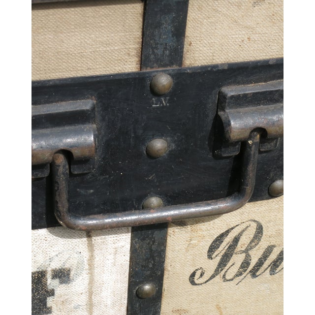 Antique French Travel Trunk. Well made late 1800's. It measures 20" deep and high and 35.75" wide. Wear is consistent with...