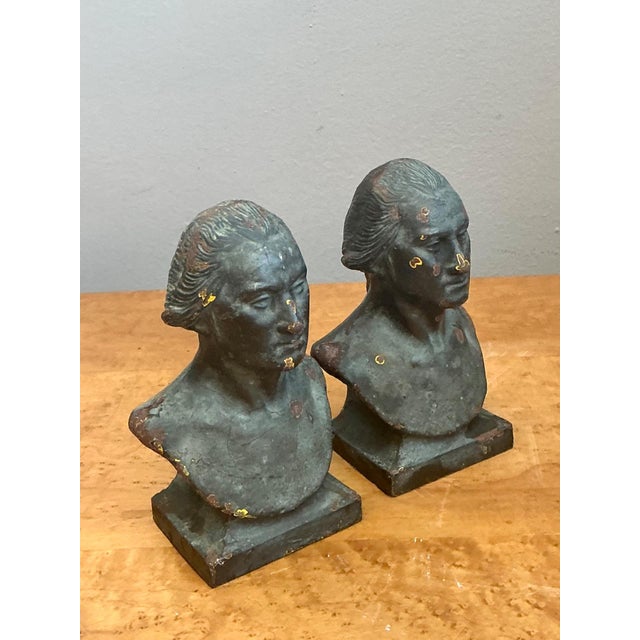 Vintage Patinated Busts of George Washington - A Pair For Sale - Image 14 of 18