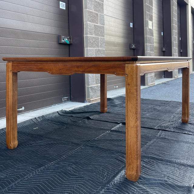 Vintage Thomasville Mystique Asian Chinoiserie 108" Burl Top Dining Table & Leaves For Sale - Image 9 of 12