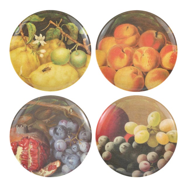 Siren Song Amsterdam Fruit Melamine Salad / Side Plates, 9" - Set of 4 For Sale