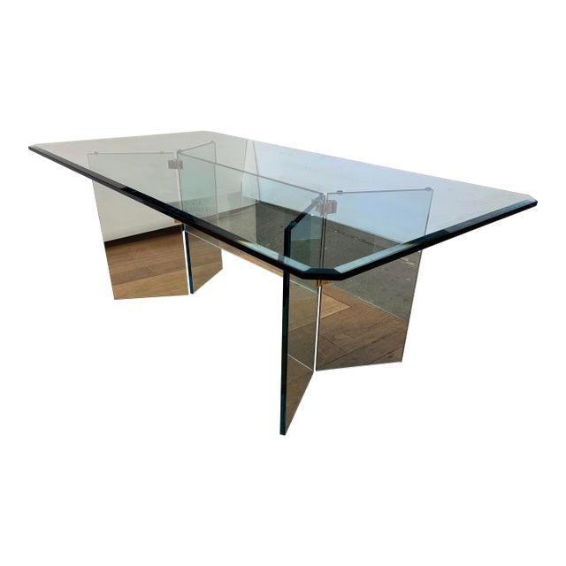 Circa 1970's Leon Rosen for Pace Collection Glass Dining Table For Sale