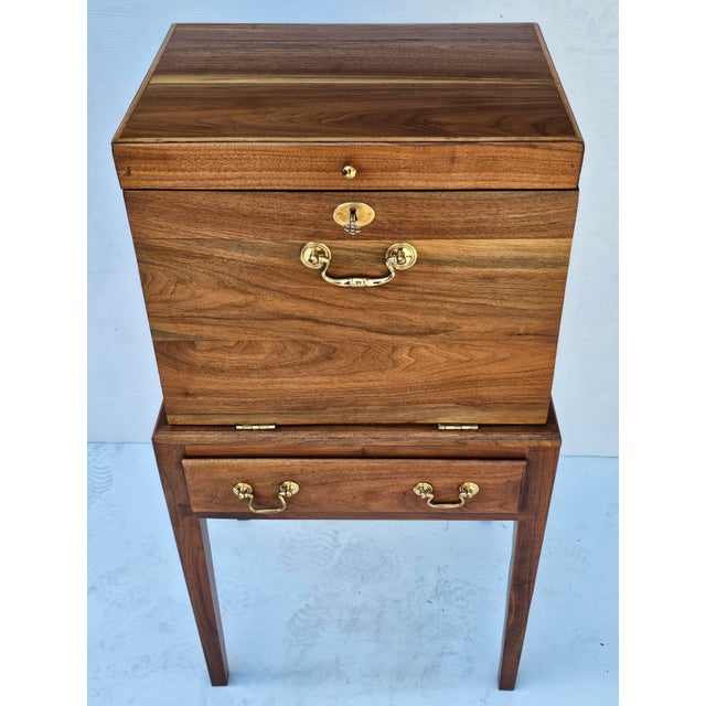 Handcrafted Federal Solid Black Walnut and Satinwood Silver Smith Chest For Sale In Washington DC - Image 6 of 12