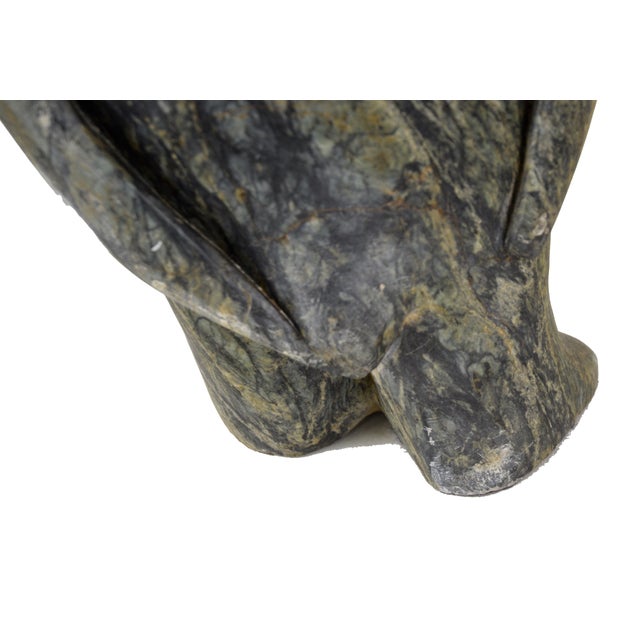 Green "Penguin" - Steatite Stone Hand Carved Sculpture, St. Lawrence Island Eskimo Art For Sale - Image 8 of 10