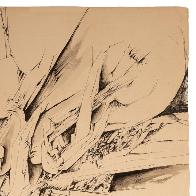 Italian Mid Century Abstract Modernist Ink & Watercolor Painting "Fragmentation" by Gio Pomodo, 1956ro, 1956 For Sale - Image 11 of 13
