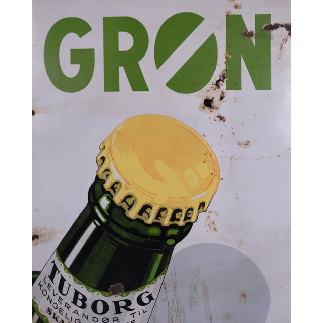 Large Enamel Sign Featuring the Green Tuborg Bottle, Copenhagen For Sale - Image 3 of 8