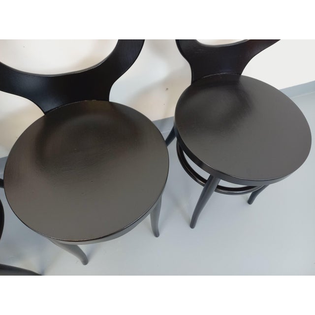 Vintage Mouette Chairs in Black Wood from Baumann, 1960s, Set of 4 For Sale - Image 10 of 18