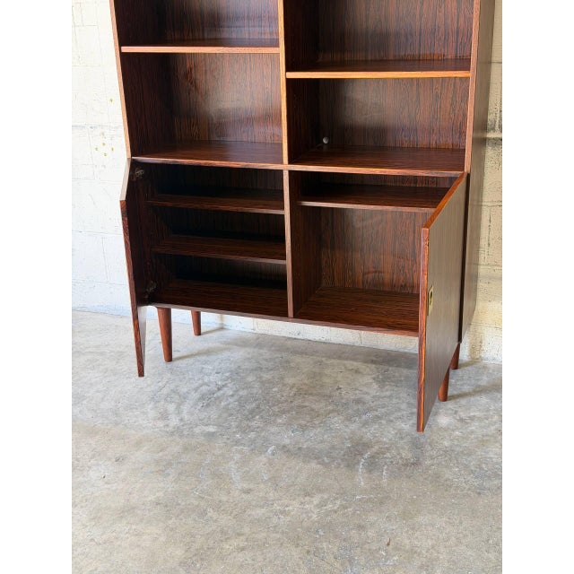 Rosewood Bookcase Storage Cabinet With Lower Doors Danish Mid-Century Modern 1960s For Sale - Image 10 of 11
