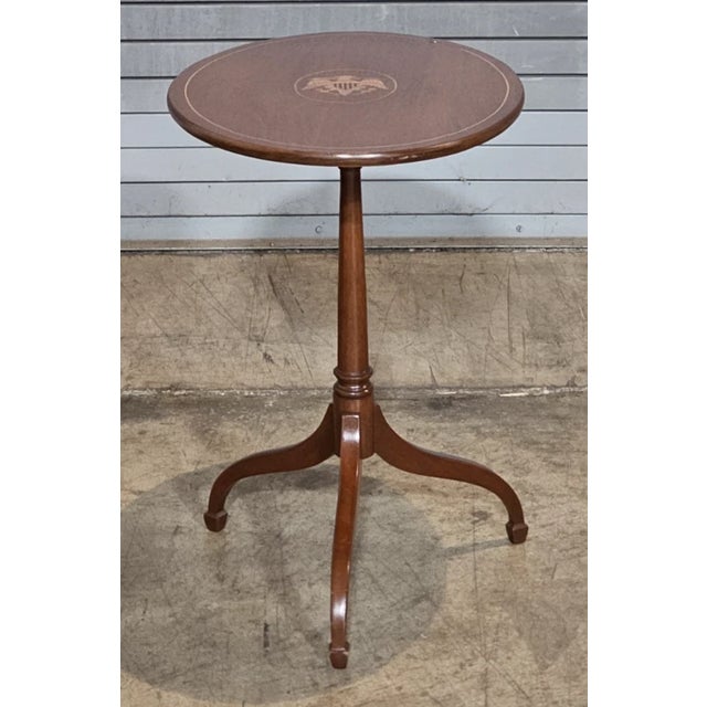 Store Item: Kittinger Historic Newport Federal Style Mahogany Tilt Top Table Eagle Inlay Description: Copied from an...