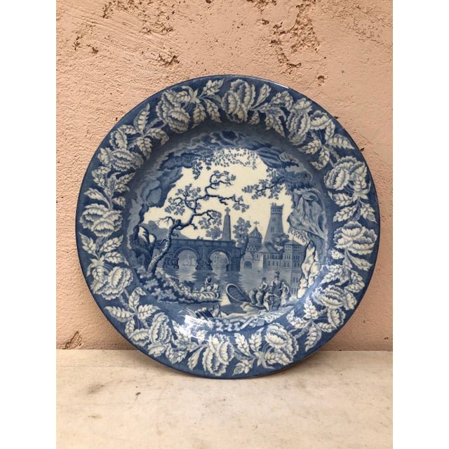 19th Century Victorian Blue and White Staffordshire Plate For Sale In Austin - Image 6 of 6