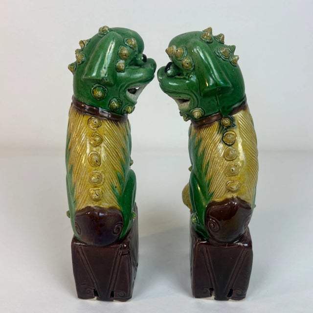 Antique Chinese Foo Dogs/ Temple Guardian Lions -A Pair For Sale - Image 4 of 9