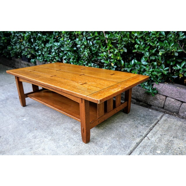 Mission Lane Altavista Bow Tie Joinery Craftsman Style Coffee Table For Sale - Image 3 of 13