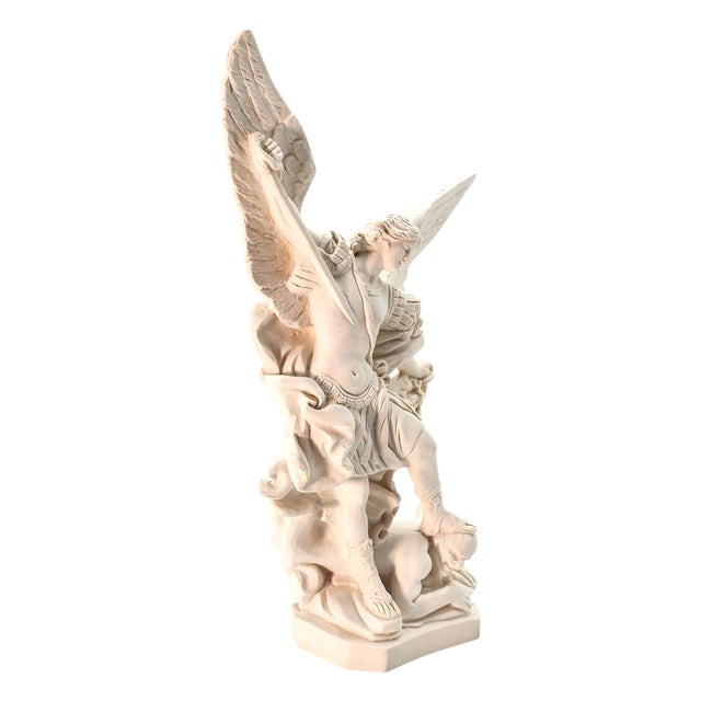 Plastic St. Michael Archangel Sculpture in Marble Resin Composite, 11.5" For Sale - Image 7 of 11