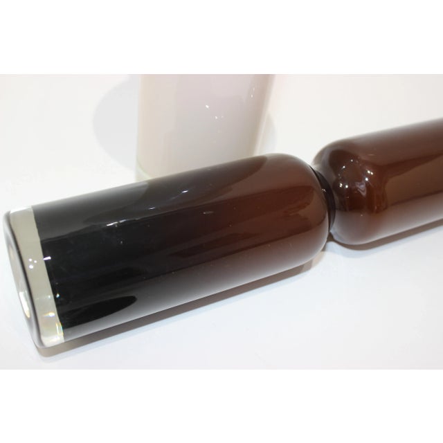 Mid 20th Century Mid-Century Modern Artisan Glass Vases White and Rootbeer Brown - a Set of 2 For Sale - Image 5 of 9