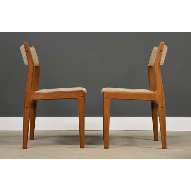 1970s 1970s Danish Style Modern Teak Beige Dining Chairs - Set of 6 For Sale - Image 5 of 10