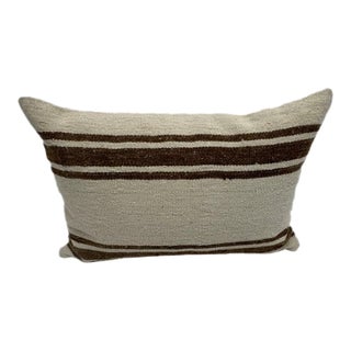 Turkish Hemp Pillow Cushion Natural Beige Brown Pillow Cushion Cover 16" x 24" For Sale
